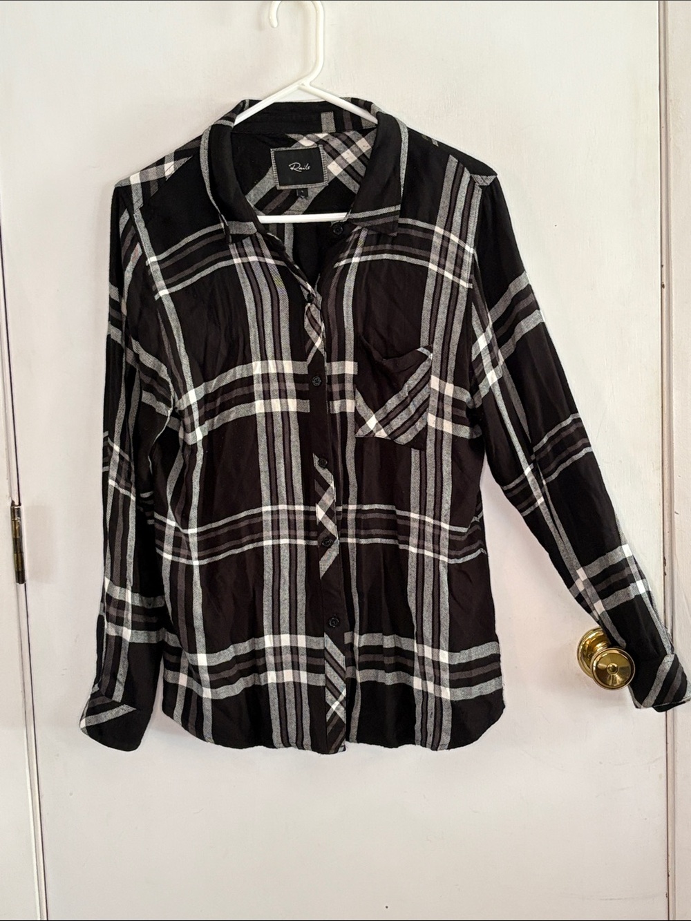 Rails black white plaid long sleeve button down shirt Size Large